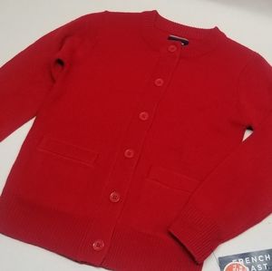 French Toast Girls Anti Pill Crew Neck Cardigan Sw